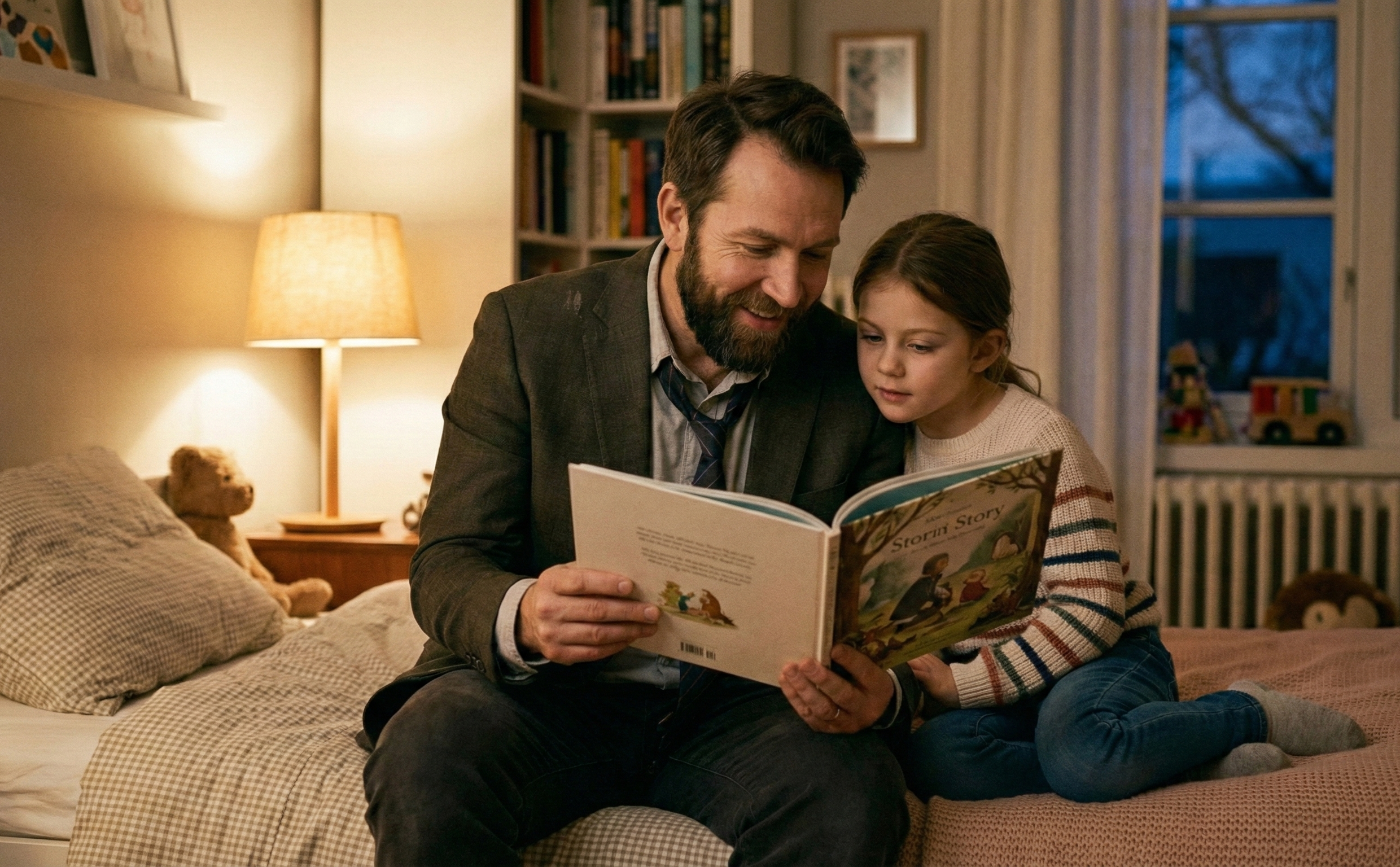 Dad and daughter walking outdoors